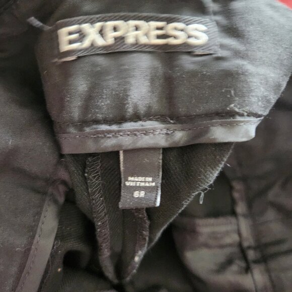 Express Black Linen Blend High Rise Paper Bag Dress Pants - Size 6R - Picture 6 of 7